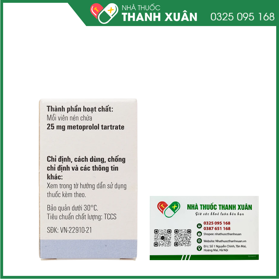 Egilok 25mg điều trị tăng huyết áp, đau thắt ngực